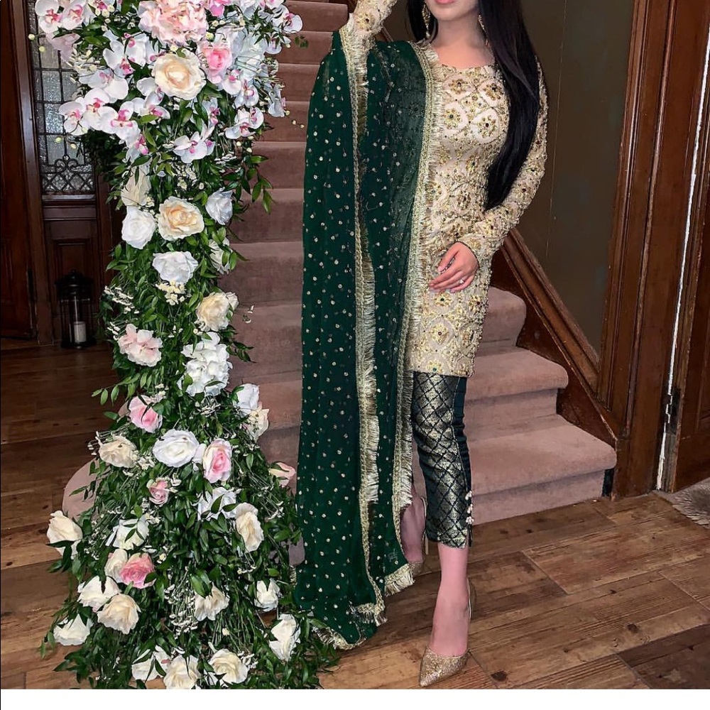 🆕Pakistani Indian fancy gold wedding formal XL